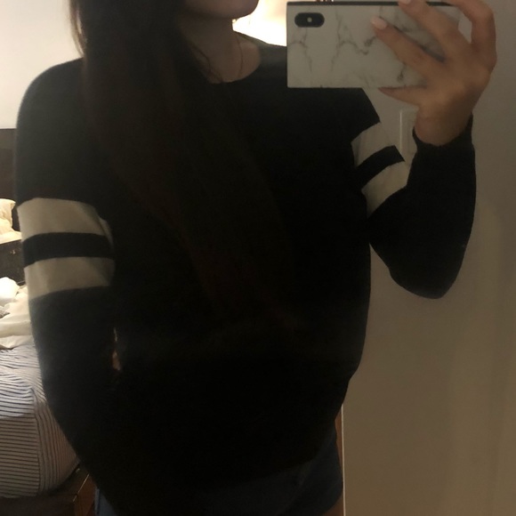brandy melville black sweater w/ 2 stripes on arm - Picture 2 of 2